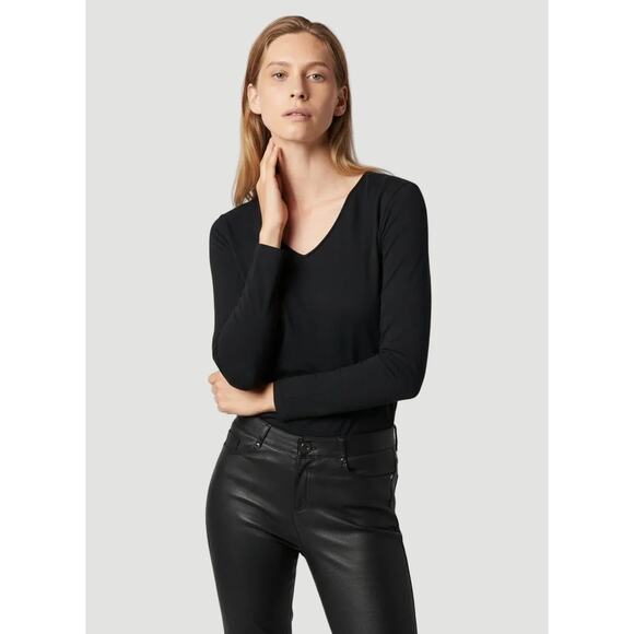 Majestic Filatures Quiet Luxury Soft Touch 3/4 Sleeve V-Neck Top Size 2 Black - Picture 2 of 7